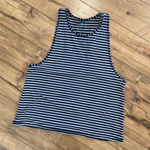 Athleta Essence Tank Navy & Grey Stripe Size Small
